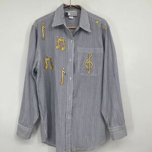 Infinity Fashion Women’s Shirt Embroidered Musical notes rhinestones
